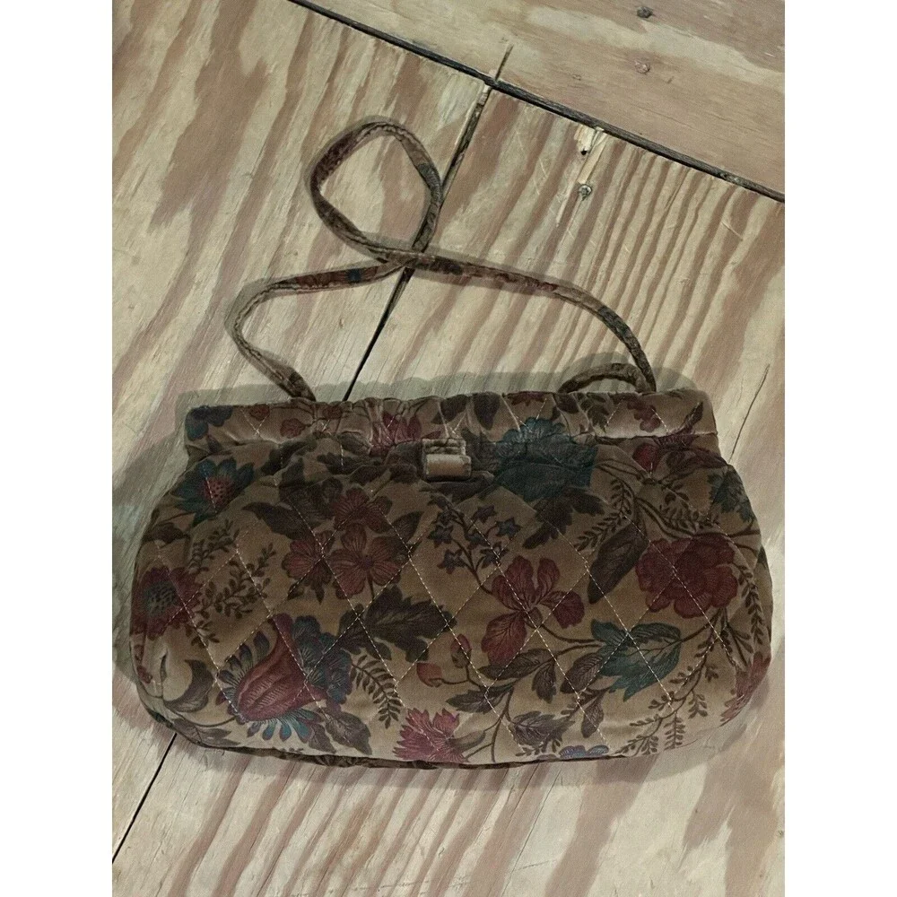 Richmark Vintage Floral Tapestry Boho Retro Purse Shoulder Hinge Closure‎ Lined